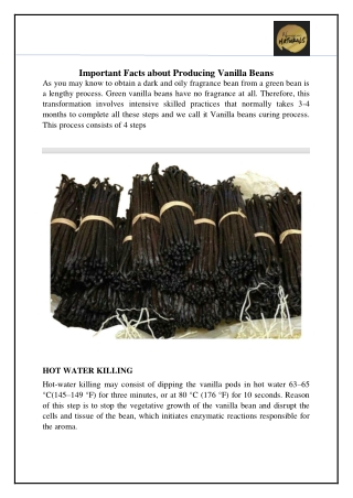 Important Facts about Producing Vanilla Beans
