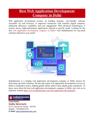 Best Web Application Development Company in Delhi