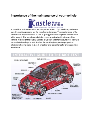 Importance of the maintenance of your vehicle
