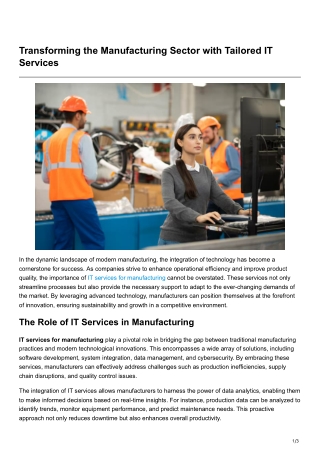 Transforming the Manufacturing Sector with Tailored IT Service