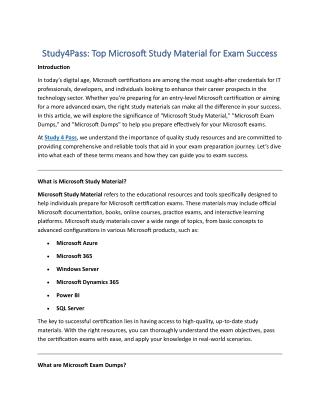 Master Microsoft Exams with Study4Pass Study Material