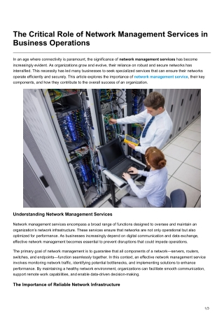 The Critical Role of Network Management Services in Business Operations