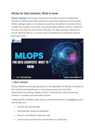 MLOps Training Course - MLOps Training in Hyderabad