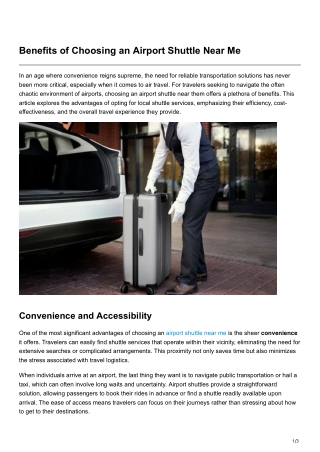 Benefits of Choosing an Airport Shuttle Near Me
