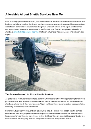 Affordable Airport Shuttle Services Near Me