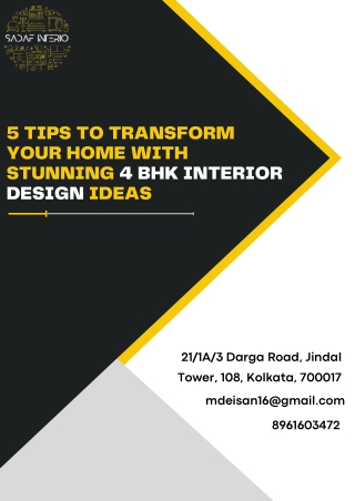 5 Tips to Transform Your Home with Stunning 4 BHK Interior Design Ideas