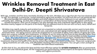 Wrinkles Removal Treatment in East Delhi-Dr. Deepti Shrivastava