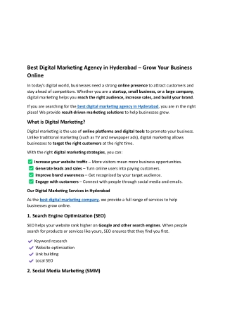 Best Digital Marketing Agency in Hyderabad