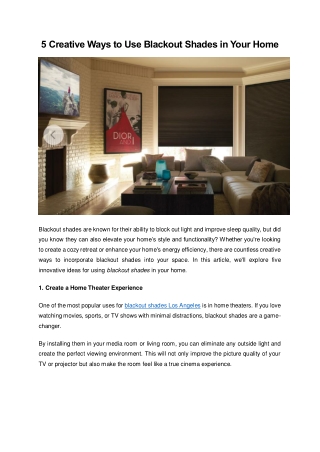 5 Creative Ways to Use Blackout Shades in Your Home