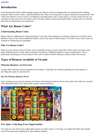 Learn How to Stack Wins with your Bonus Code at Vavada