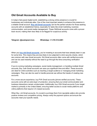 Buy Old Gmail Accounts - Cheap and 100% Phone Verified