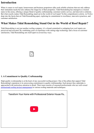 What Makes Tidal Remodeling Stand Out in the World of Roof Repair?