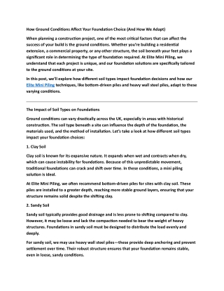 How Ground Conditions Affect Your Foundation Choice