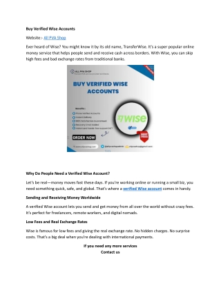 Buy Verified Wise Accounts