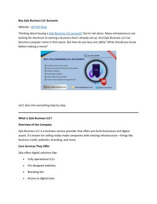Buy Zyla Business LLC Accounts