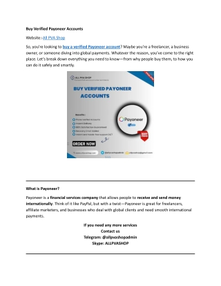 Buy Verified Payoneer Accounts
