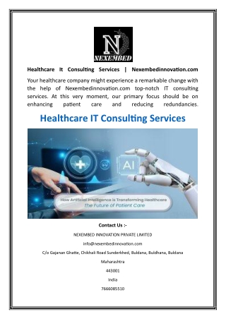 Healthcare It Consulting Services  Nexembedinnovation.com