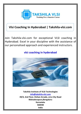 Vlsi Coaching In Hyderabad  Takshila-vlsi.com