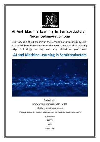 Ai And Machine Learning In Semiconductors  Nexembedinnovation.com