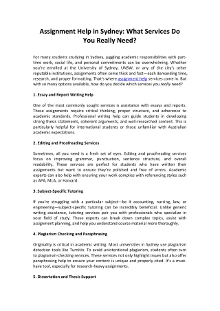 Assignment Help in Sydney: What Services Do You Really Need?