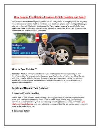 How Regular tyre Rotation Improves Vehicle Handling and Safety