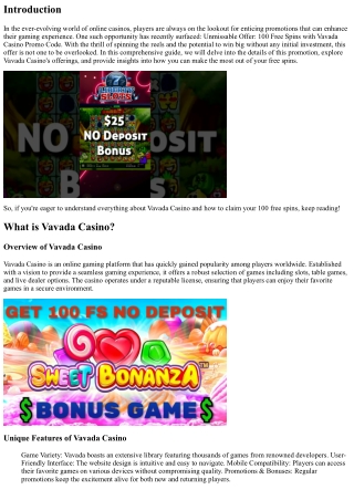 Unmissable Offer: 100 Free Spins with Vavada Casino Promo Code