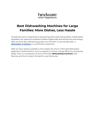 Dish Washing Machine for Home Hindware’s Top Picks