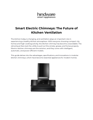 Electric Chimney Hindware’s Best Kitchen Solutions