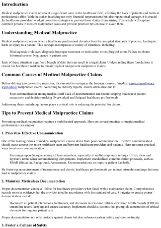 Avoiding Pitfalls: Tips for Preventing Medical Malpractice Claims