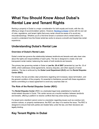 What You Should Know About Dubai’s Rental Law and Tenant Rights