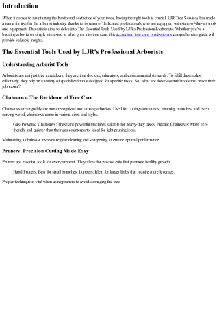 The Essential Tools Used by LJR's Professional Arborists