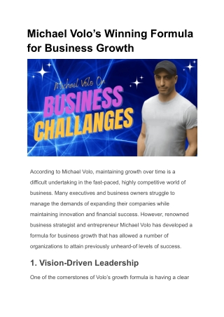 Michael Volo's Secret to Business Growth
