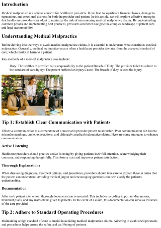 Tips for Avoiding Medical Malpractice Claims as a Healthcare Provider
