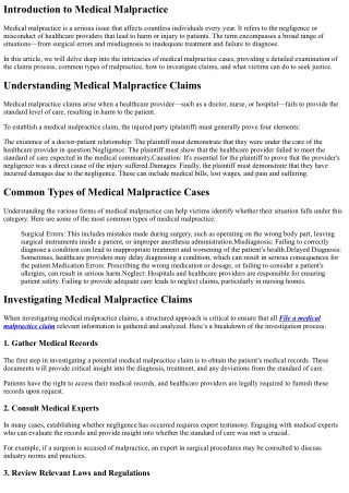 Uncovering the Truth: Investigating Medical Malpractice Claims