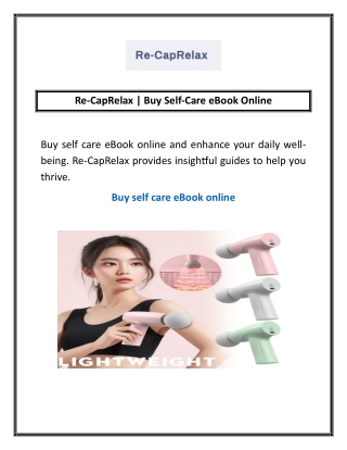 Re-CapRelax | Buy Self-Care eBook Online