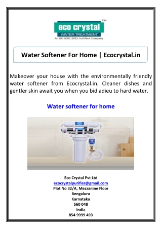 Water Softener For Home Ecocrystal.in