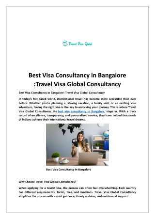 Best Visa Consultancy in Bangalore