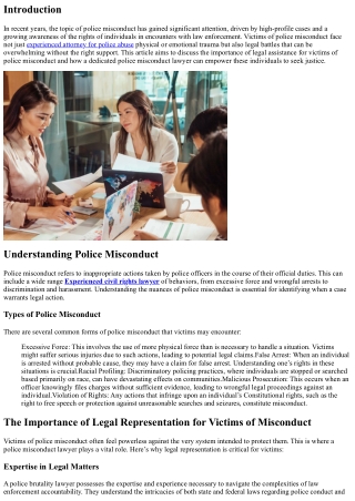 Empowering Victims: Legal Assistance for Police Misconduct Cases