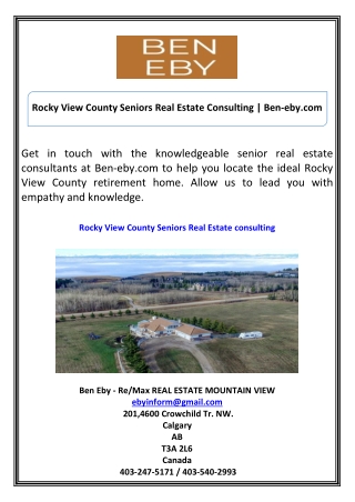 Rocky View County Seniors Real Estate Consulting ]Ben-eby.com