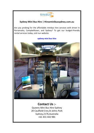 Sydney Mini Bus Hire  Hireaminibussydney.com.au