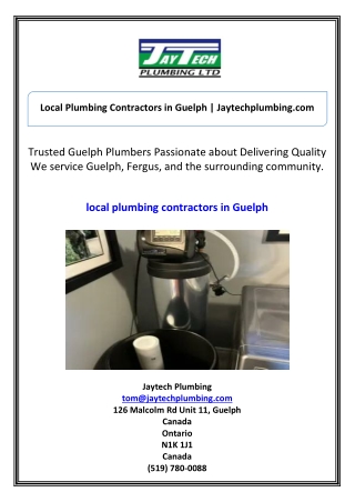 Local Plumbing Contractors in Guelph Jaytechplumbing.com