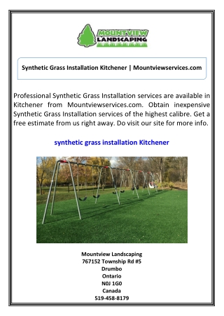 Synthetic Grass Installation Kitchener Mountviewservices.com