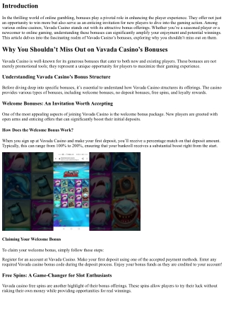 Why You Shouldn’t Miss Out on Vavada Casino’s Bonuses