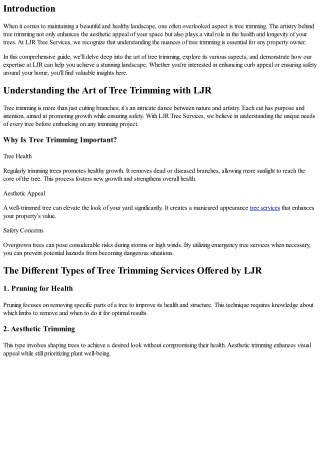 Understanding the Art of Tree Trimming with LJR