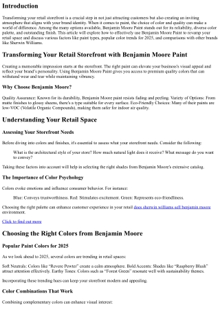 Transforming Your Retail Storefront with Benjamin Moore Paint