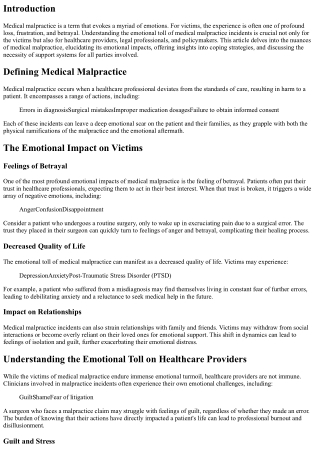 Understanding the Emotional Toll of Medical Malpractice Incidents