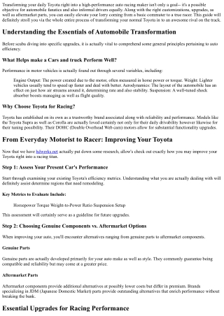 Coming From Everyday Chauffeur to Racer: Changing Your Toyota