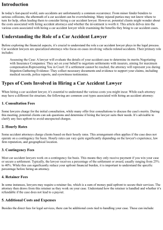 Examining the Costs Associated with Hiring a Car Accident Lawyer