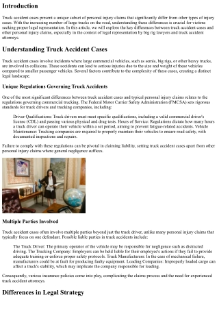 Key Differences Between Truck Accident Cases and Other Personal Injury Claims