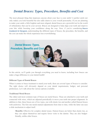 Dental Braces: Types, Procedure, Benefits and Cost